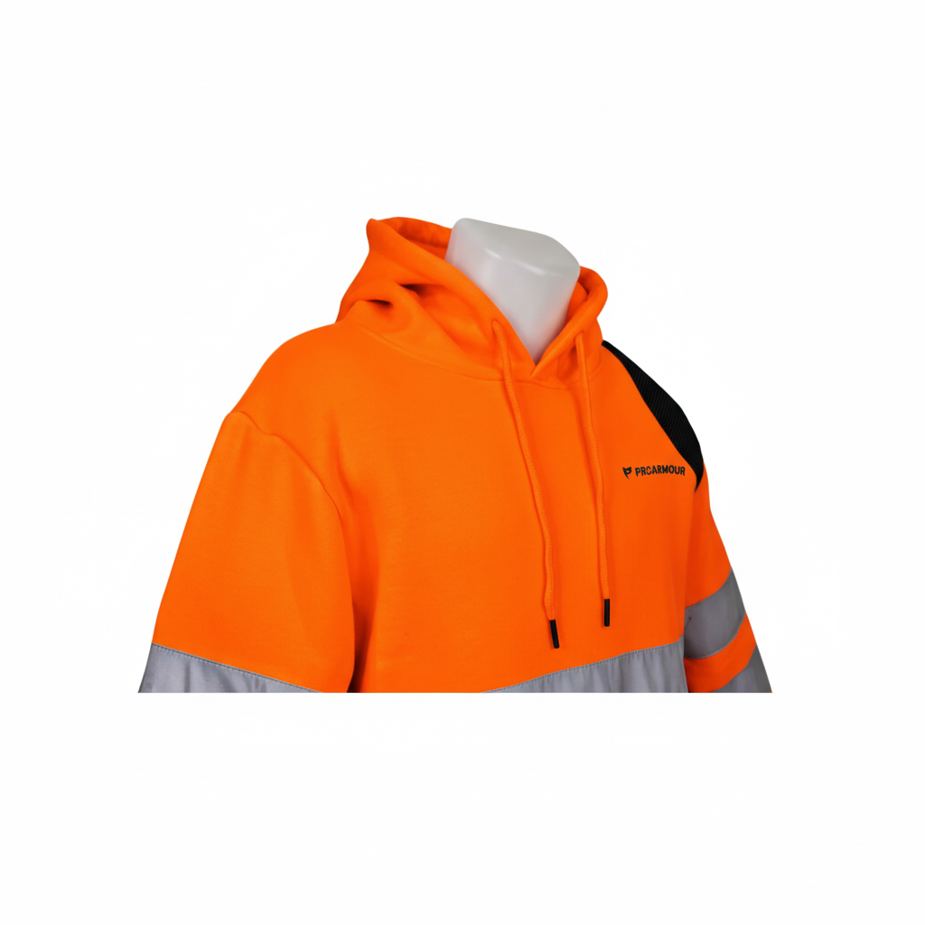 **PRE ORDER ONLY** │ Scaffolders Hi Vis Hoodie │ Left Shoulder Pad │ Orange