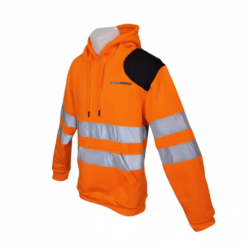 **PRE ORDER ONLY** │ Scaffolders Hi Vis Hoodie │ Left Shoulder Pad │ Orange