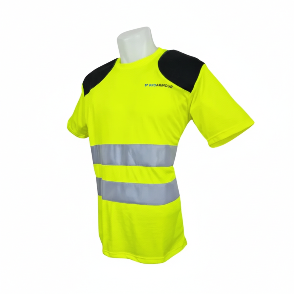 Scaffolders Hi-Vis T-Shirt │ Dual Shoulder Pad │ Yellow