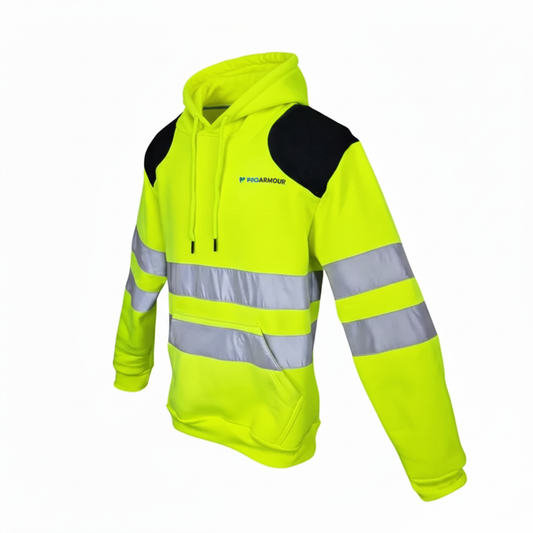 Scaffolders Hi Vis Hoodie │ Dual Shoulder Pad │ Yellow