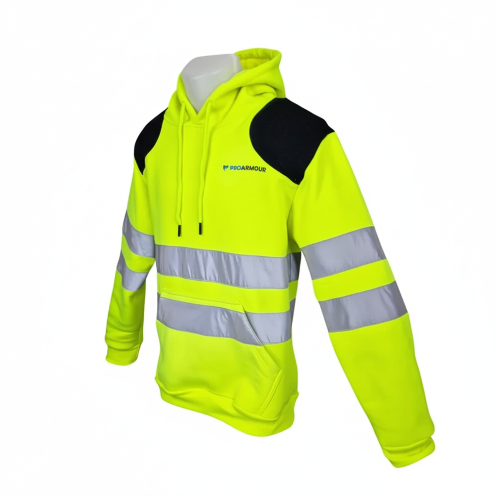 Scaffolders Hi Vis Hoodie │ Dual Shoulder Pad │ Yellow