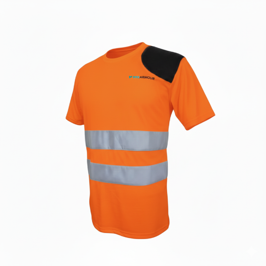 **PRE ORDER ONLY** │ Scaffolders Hi Vis T-Shirt │ Left Shoulder Pad │ Orange