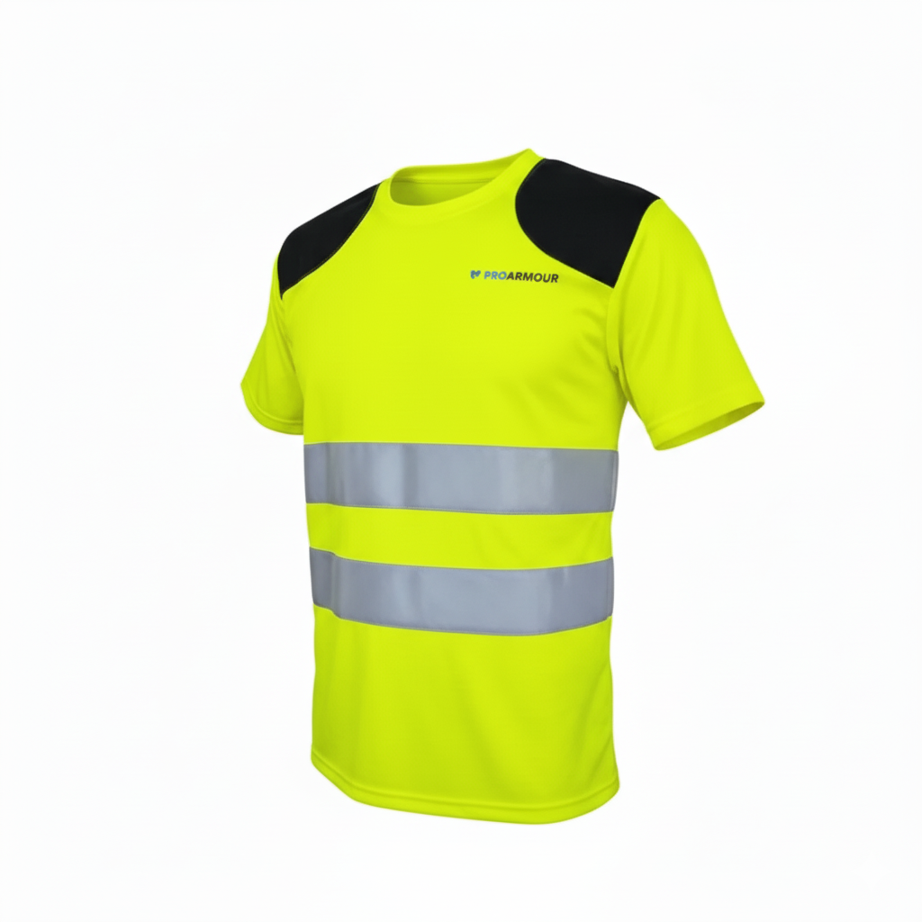 Scaffolders Hi-Vis T-Shirt │ Dual Shoulder Pad │ Yellow
