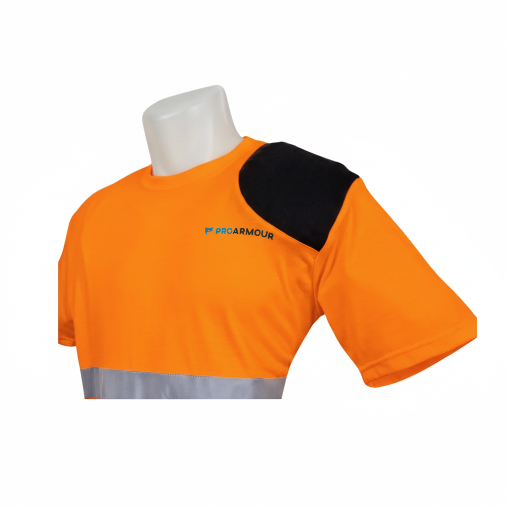 **PRE ORDER ONLY** │ Scaffolders Hi Vis T-Shirt │ Left Shoulder Pad │ Orange