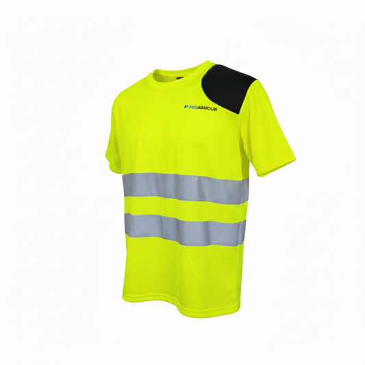 Scaffolders Hi Vis T-Shirt │ Left Shoulder Pad │ Yellow
