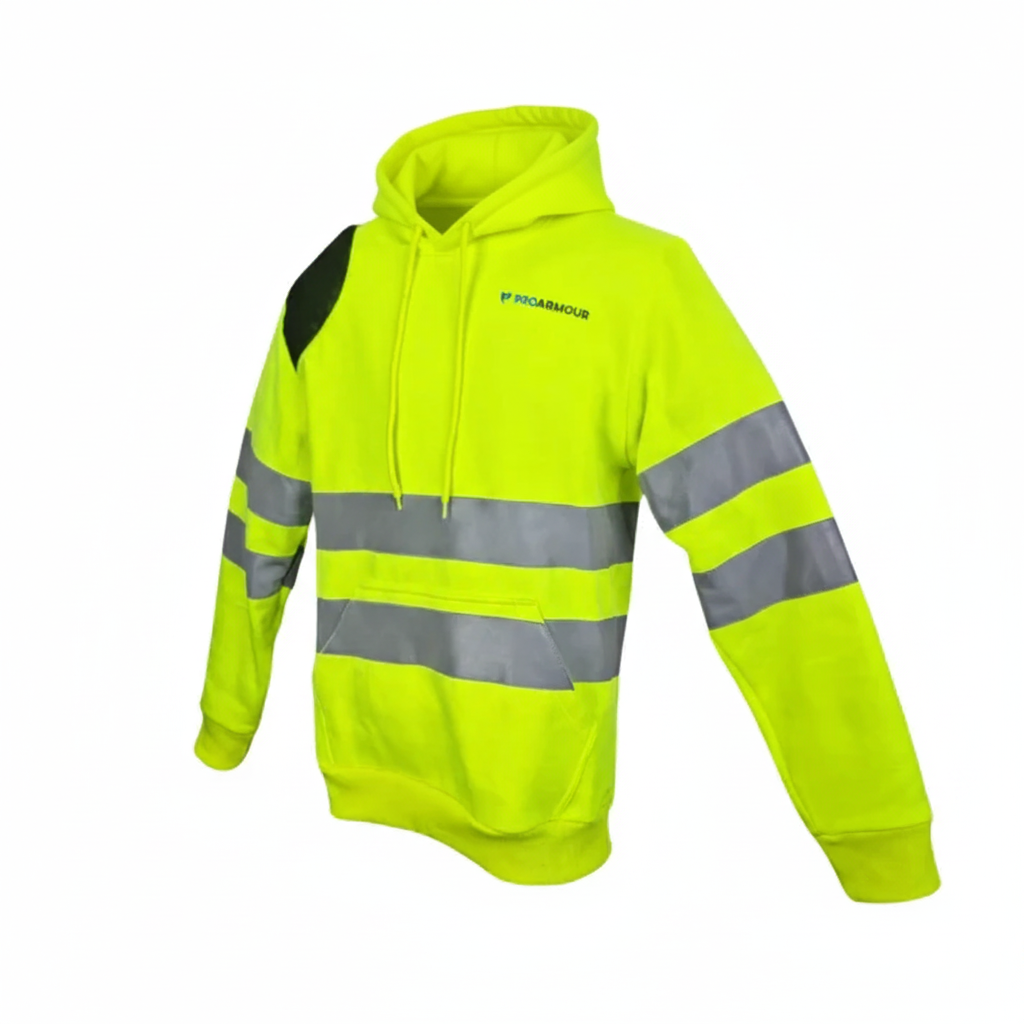 Scaffolders Hi Vis Hoodie │ Right Shoulder Pad │ Yellow